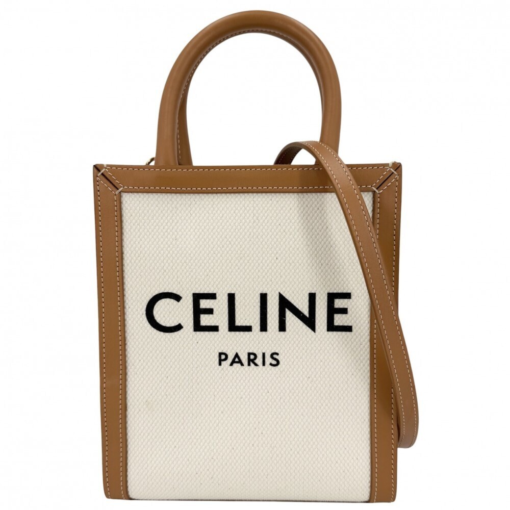 Celine Women's Mini Vertical Cabas Handbag Shoulder Bag CELINE Canvas Leather...